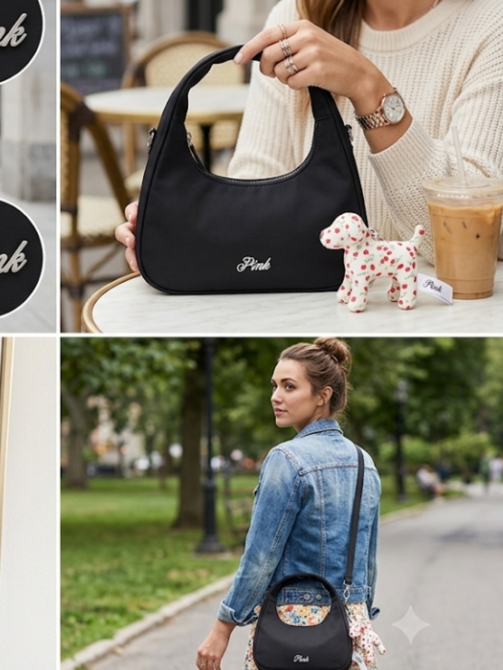PINK Victoria's Secret Black Shoulder Bag with Script Logo